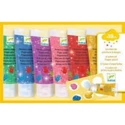 Colores 6 Tubos de pintura para dedos - Purpurina