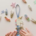 Colgador clips de pelo - Rainbow Unicorn