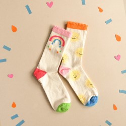 2 Calcetines Vintage Rainbow and Sun 6-8 años
