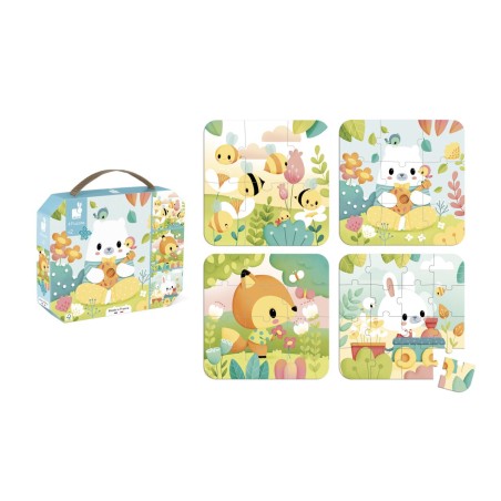 4 PUZZLES EVOLUTIVOS - FIESTA EN EL CAMPO