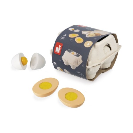 HUEVERA CON 4 HUEVOS DE MADERA