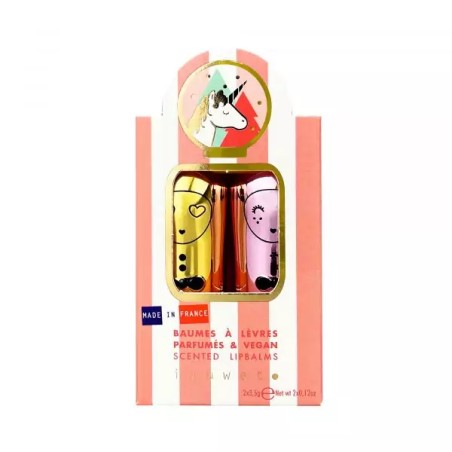 Set de 2 bálsamos labiales JINGLE PINK (cheescake y sorbete de frambuesas)