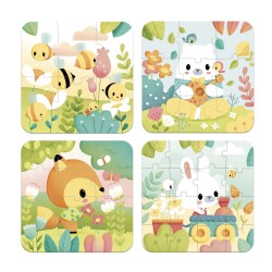 4 PUZZLES EVOLUTIVOS - FIESTA EN EL CAMPO