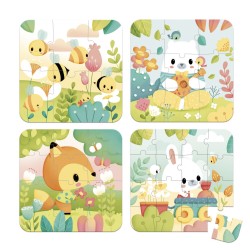 4 PUZZLES EVOLUTIVOS - FIESTA EN EL CAMPO