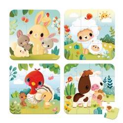 4 PUZZLES EVOLUTIVOS - LOS ANIMALES DE LA GRANJA