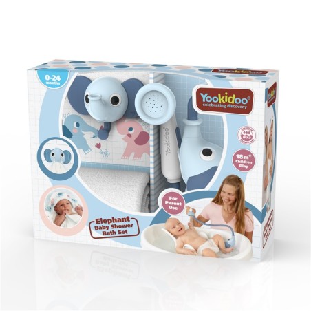 Set baño ducha elefante y capa azul – Yookidoo