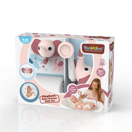 Set baño ducha elefante y capa rosa – Yookidoo