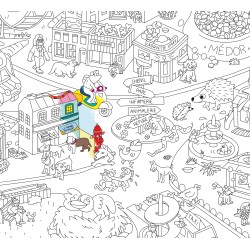 Poster XL Animal City Para Colorear 100x70cm - Omy