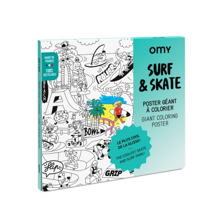 Poster XL Surf & Skate Para Colorear 100x70cm - Omy