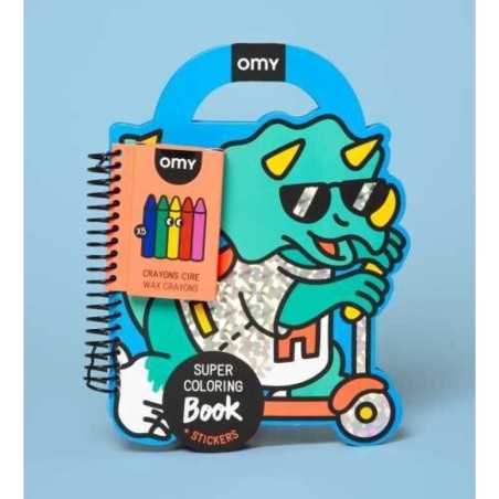 Libro con pinturas y pegatinas Dinos - Omy