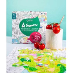 Poster XL 4 Estaciones Para Colorear + Pinturas - Omy