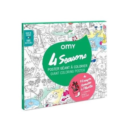 Poster XL 4 Estaciones Para Colorear + Pinturas - Omy