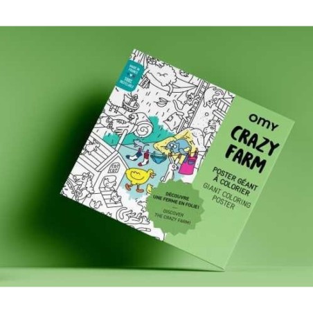 Poster XL Crazy Farm Para Colorear 100x70cm - Omy