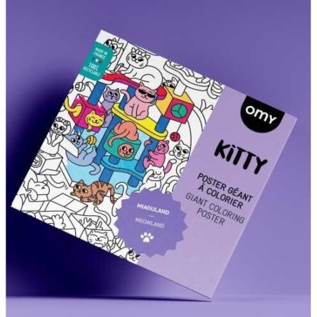 Poster XL Kitty Para Colorear 100x70cm - Omy