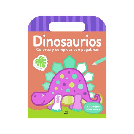 COLOREA Y COMPLETA CON PEGATINA DINOSAURIOS