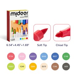 Marcadores lavables con doble punta - 12 colores