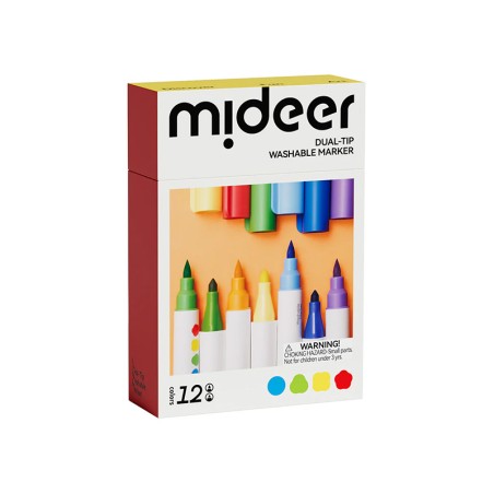 Marcadores lavables con doble punta - 12 colores