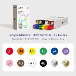 Marcadores acrílicos – Punta muy suave (12 colores)