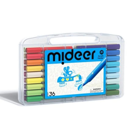 Rotuladores acrílicos con punta de pincel en maletín (36 colores)