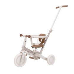Triciclo con barra blanco flores - Little Dutch