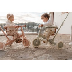 Triciclo con barra rosa flores - Little Dutch