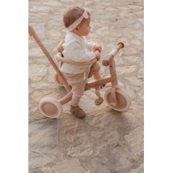 Triciclo con barra rosa flores - Little Dutch