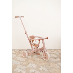 Triciclo con barra rosa flores - Little Dutch