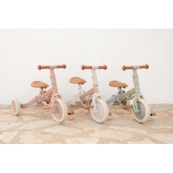 Triciclo con barra verde flores - Little Dutch