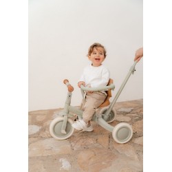 Triciclo con barra verde flores - Little Dutch