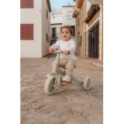 Triciclo con barra verde flores - Little Dutch