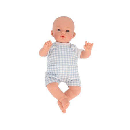 Muñeco Mateo con peto Vichy azul