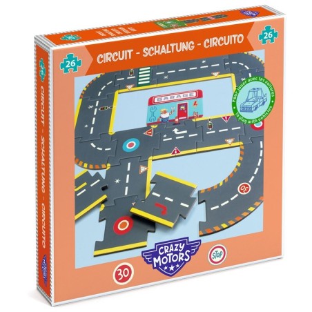 Puzzle Gigante Circuito de la ciudad Crazy Motors - 26 piezas