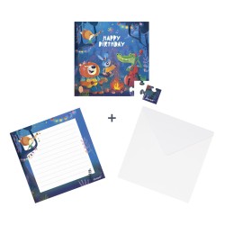 Tarjeta Puzzle  Cumpleaños bosque